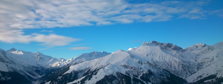 Ausblick vom Skigebiet Rastkogel zur Eggalm