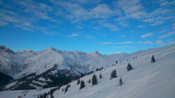 Ausblick vom Skigebiet Rastkogel zur Eggalm