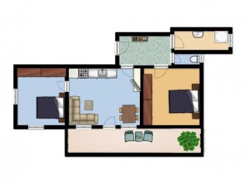 Grundriss für Apartment für 2-4 Personen