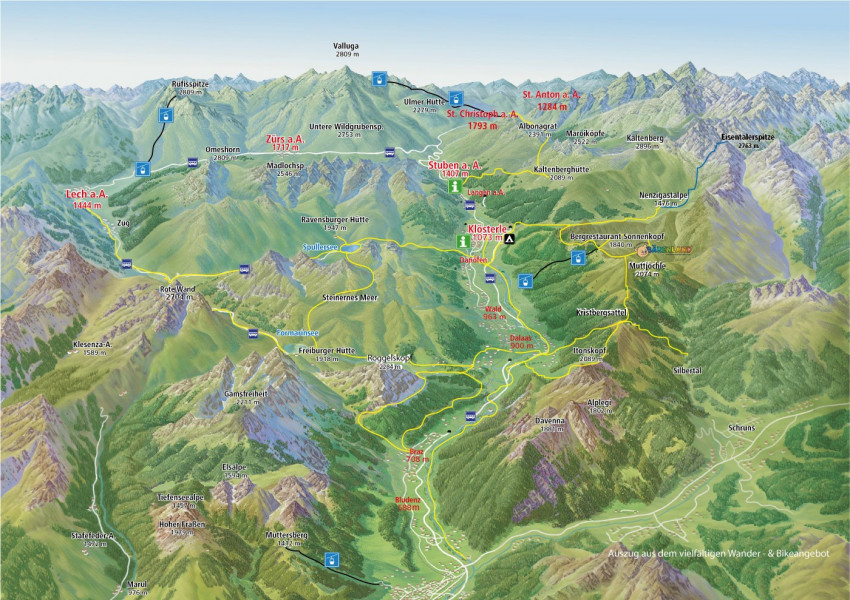 Panoramakarte Arlberg Sommer