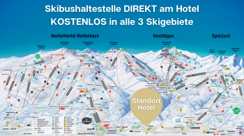 Lage des Hotels zwischen den Skigebieten