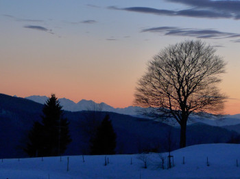 Alpenpanorama beim Sonnenuntergang
