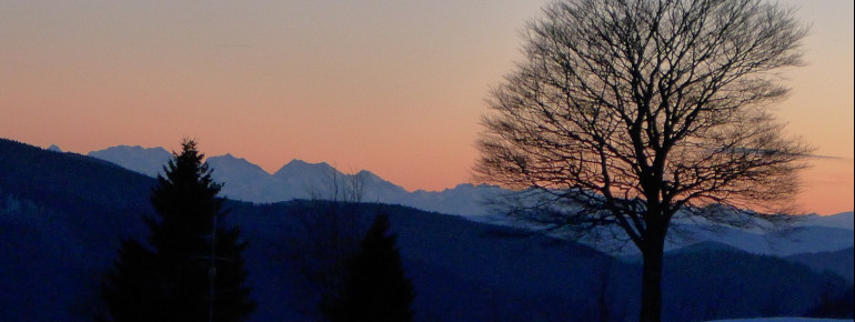 Alpenpanorama beim Sonnenuntergang