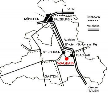 Anfahrt: A-10, Abfahrt Flachau, durch 2 Kreisverkehre ca 2 km Richtung Wagrain. Nach dem Sägewerk auf der rechten Seite liegt unser Bauernhof.