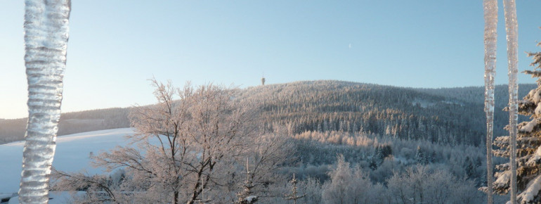 Blick aus dem Fenster auf den Klinovec