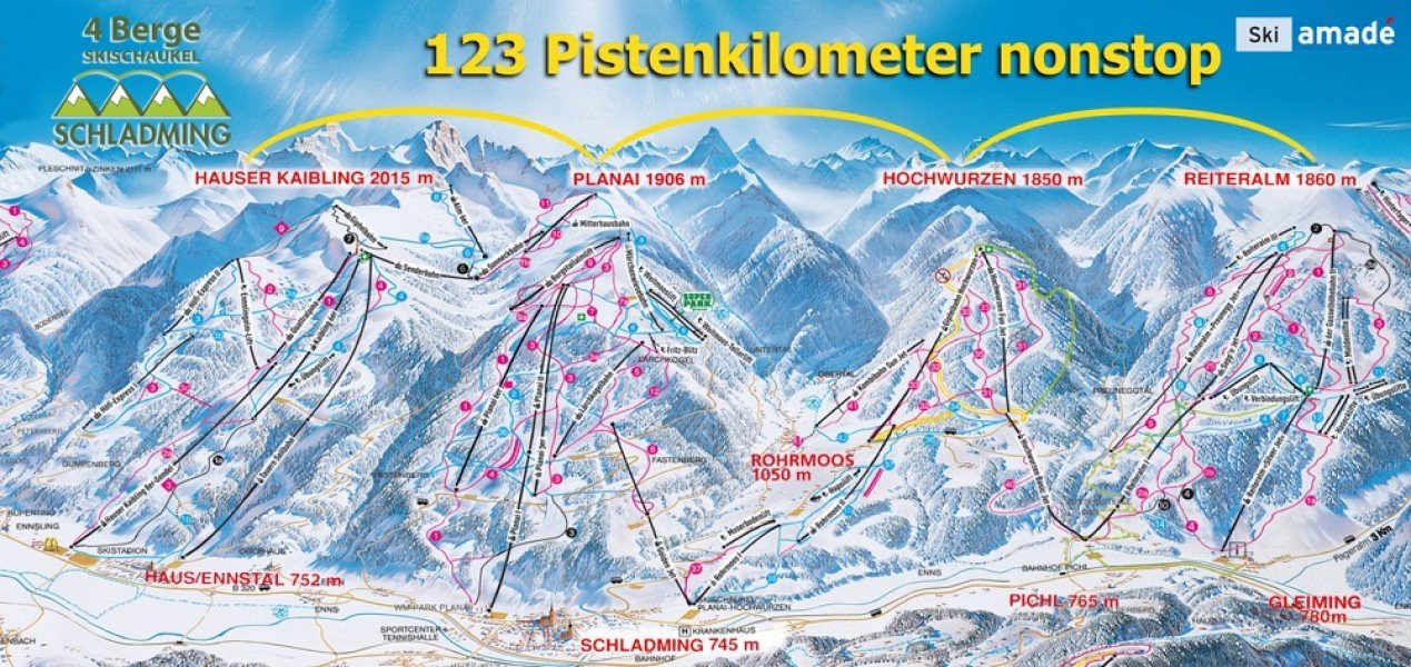 Skigebiet Berge Skischaukel     Skiurlaub     Skifahren     Testberichte