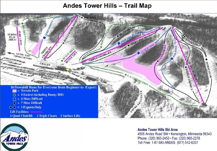 Andes Tower Hills Trail Map.
