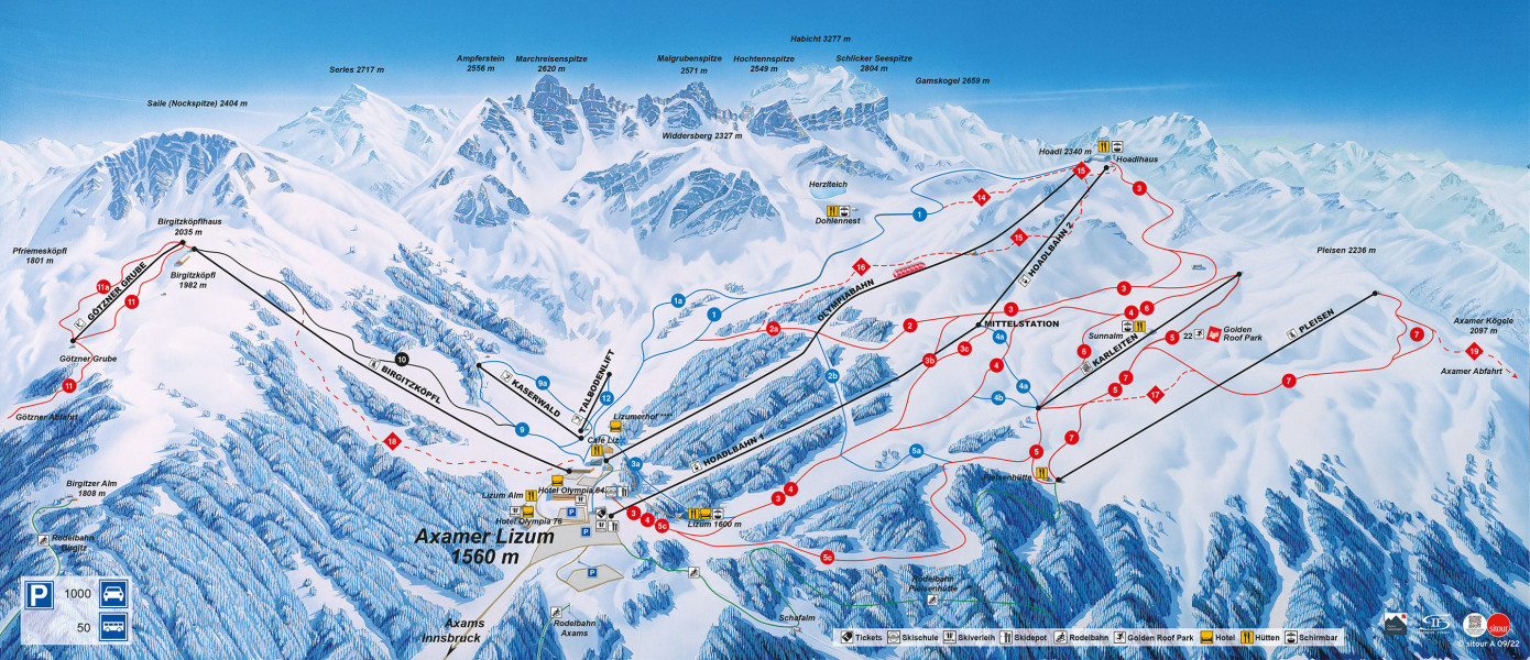 Axamer Lizum Trail Map • Piste Map • Panoramic Mountain Map