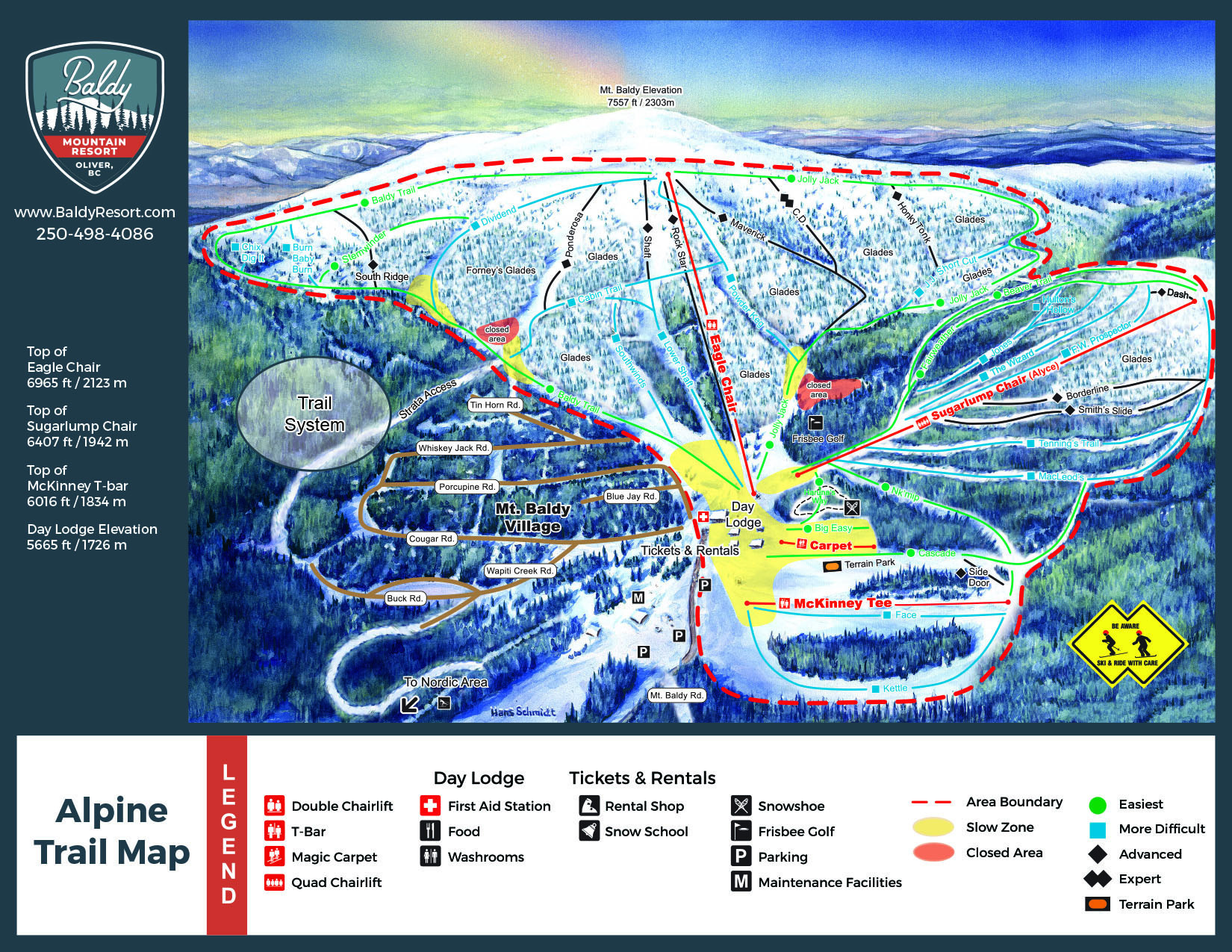 Mt Baldy Ski Trail Map Baldy Mountain Resort Trail Map • Piste Map • Panoramic Mountain Map