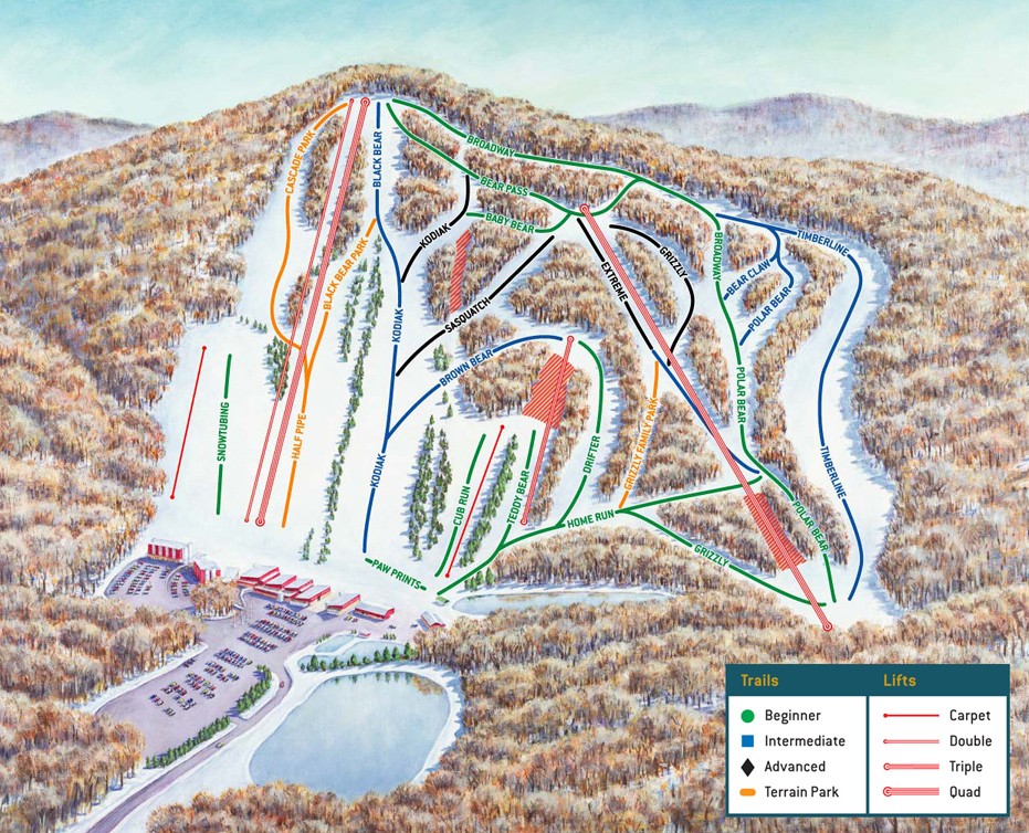 Mountain Creek Ski Resort Trail Map Bear Creek Mountain Resort Trail Map • Piste Map • Panoramic Mountain Map