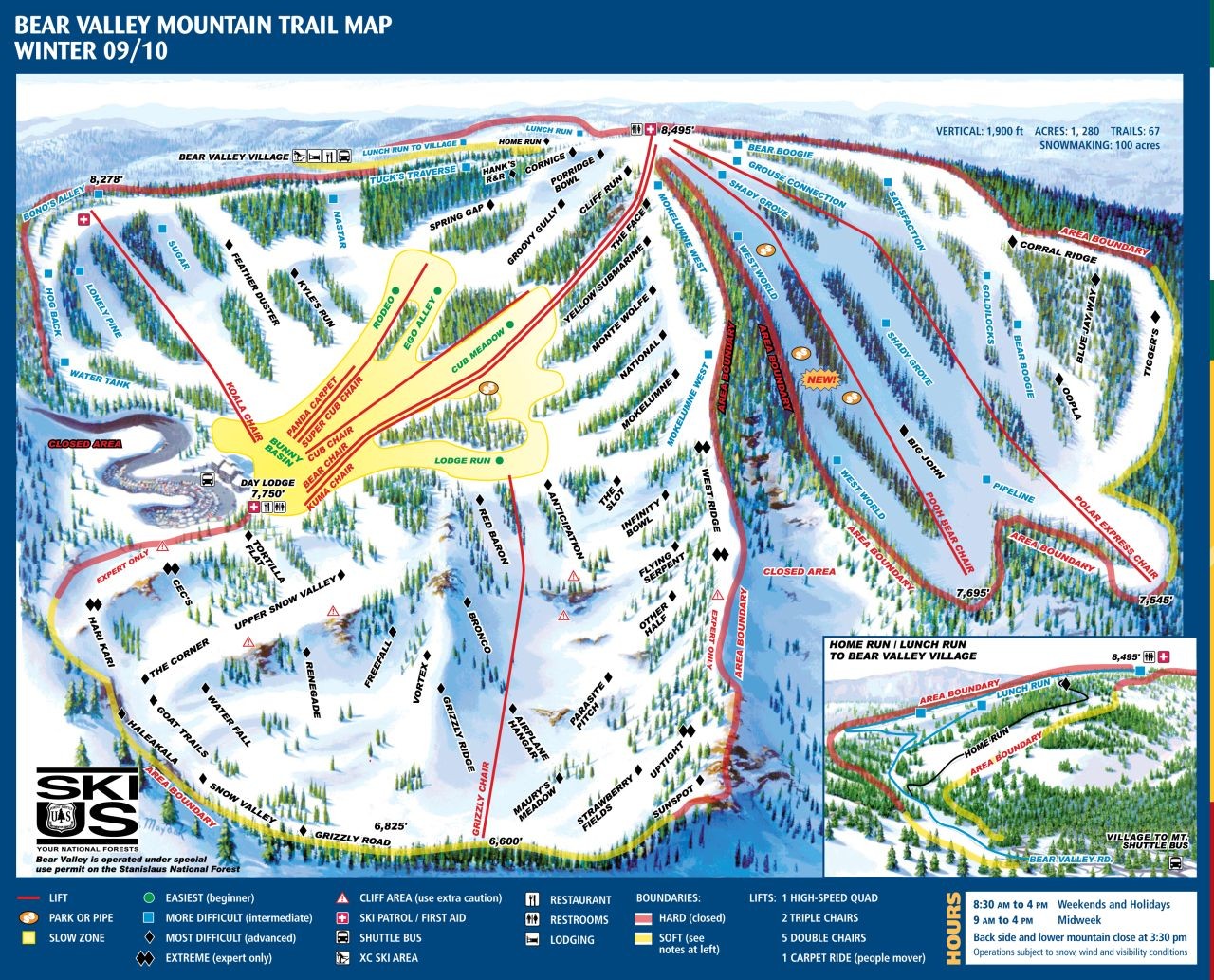 Bear Valley Trail Map Piste Map Panoramic Mountain Map