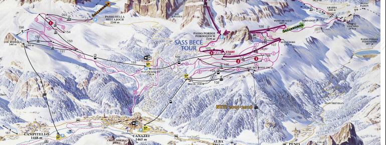 Trail Map Belvedere - Col Rodella - Passo Pordoi