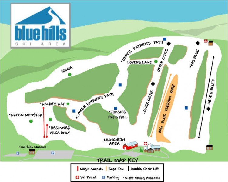 Blue Hills Ski Area Trail Map Piste Map Panoramic Mountain Map