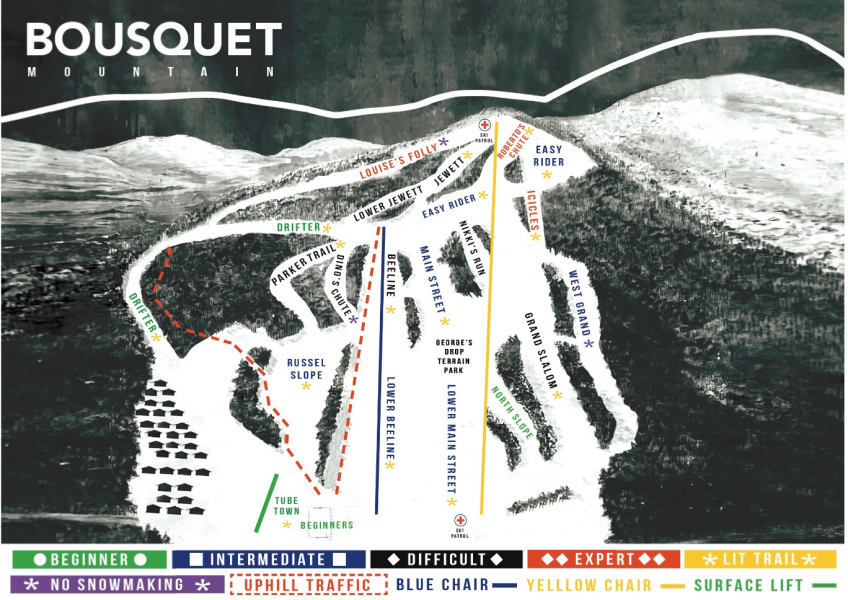 Bousquet Mountain Trail Map Bousquet Ski Area Trail Map • Piste Map • Panoramic Mountain Map