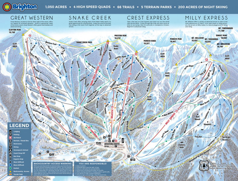 Brighton Ski Resort Trail Map Piste Map Panoramic Mountain Map