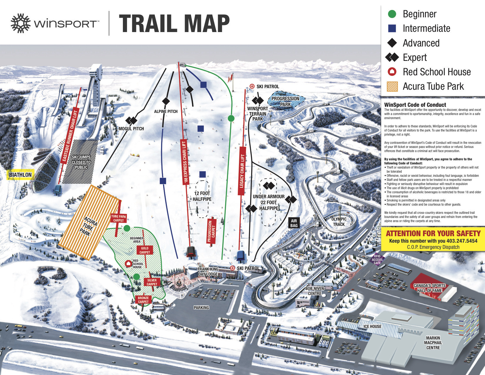 Calgary Olympic Park Map Winsport   Canada Olympic Park Calgary Trail Map • Piste Map 