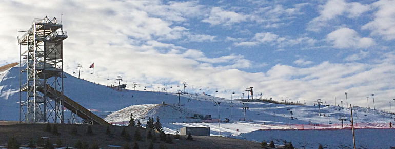 Panoramic view of the Winsport Canada Olympic Park (COP) resort.