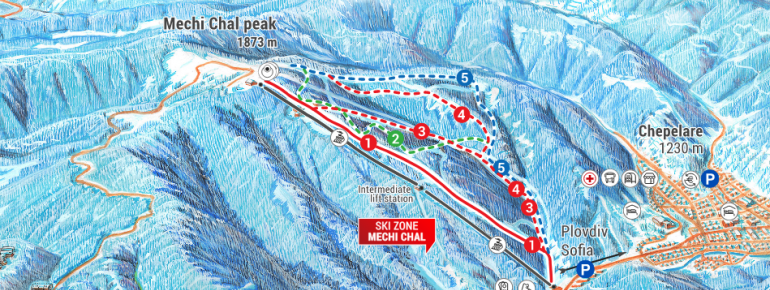 Trail Map Chepelare - Mechi Cal