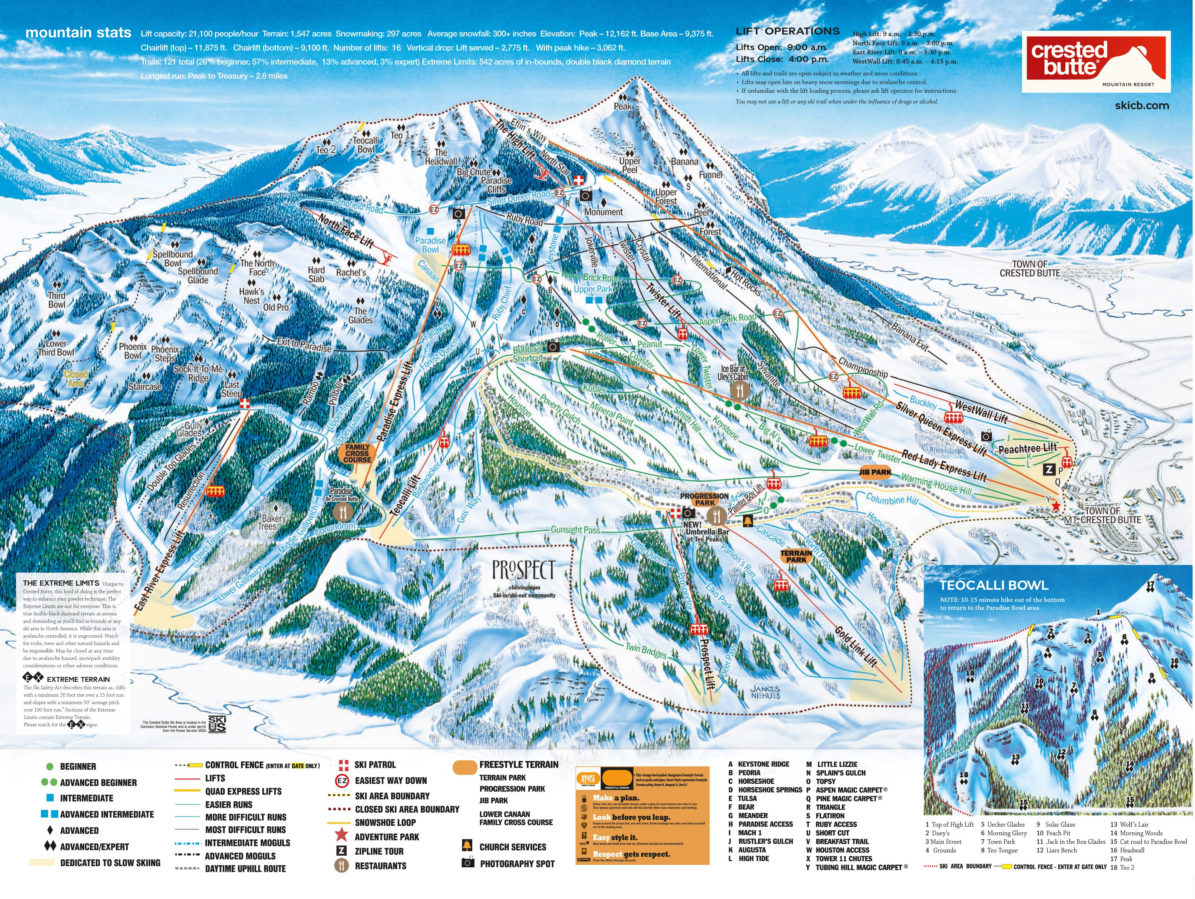 Crested Butte Trail Map • Piste Map • Panoramic Mountain Map