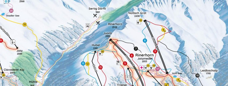 Trail Map Rinerhorn Davos