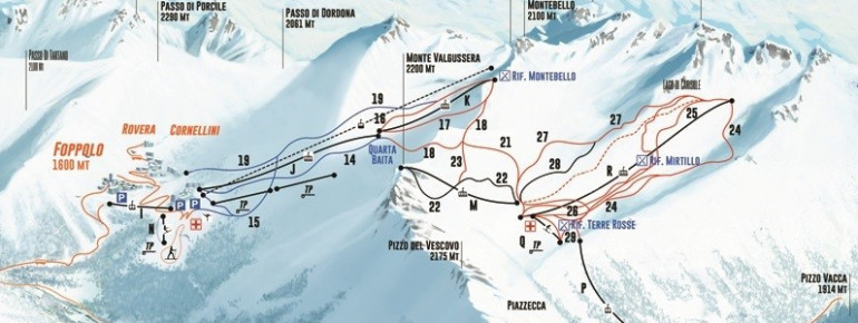 Trail Map Foppolo - Carona (Brembo Ski)