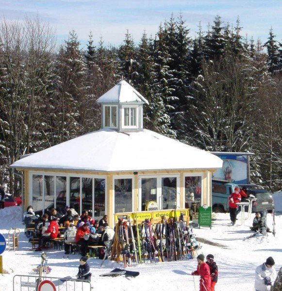 The Tauscher ski bar attracts party-goers.