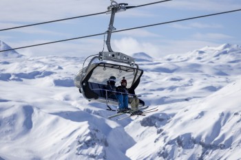 Modern lifts take you to the slopes in the Gudauri ski resort.