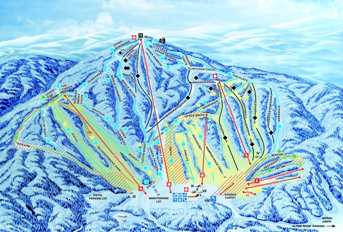 Gunstock Ski Area Trail Map • Piste Map • Panoramic Mountain Map