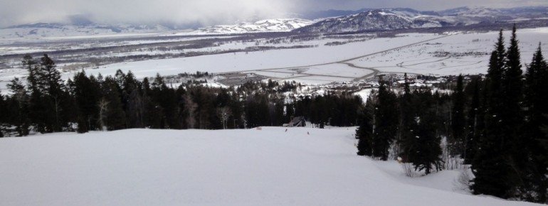 View of one of the green beginners' runs at Teewinot-Quad-Chair.