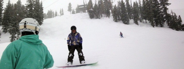 The ungroomed slopes are popular among skiers and snowboarders alike.