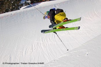 Halfpipe at the practice area by Teewinot Quad Chair.
