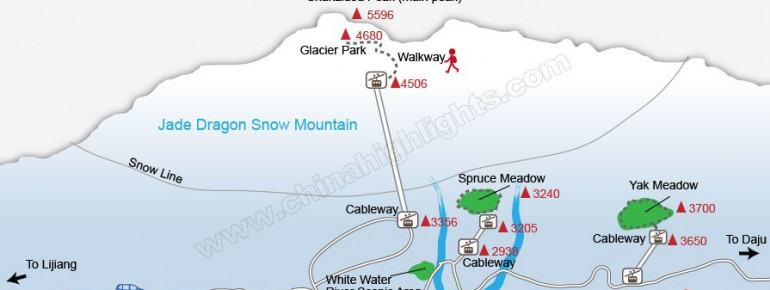 Trail Map Jade Dragon Snow Mountain - Lijiang