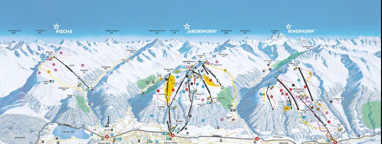 Jakobshorn Davos Trail Map • Piste Map • Panoramic Mountain Map