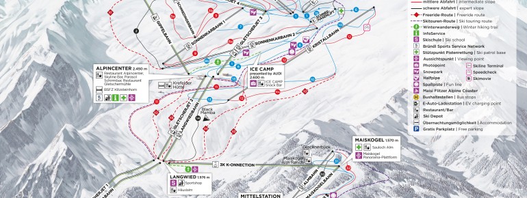 Trail Map Kitzsteinhorn - Maiskogel - Kaprun