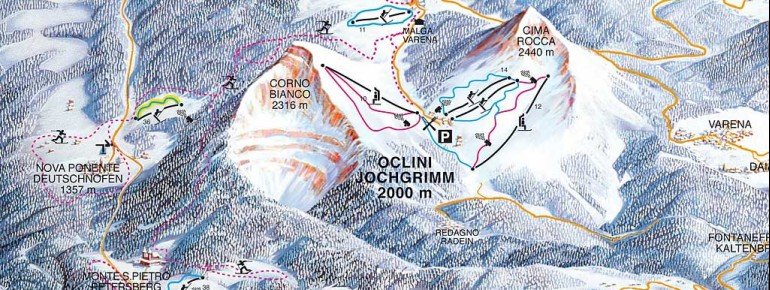 Trail Map Jochgrimm - Passo Oclini - Dolomites