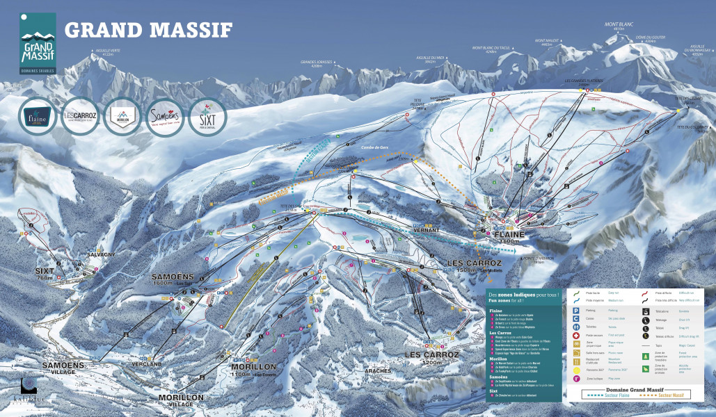 Winter Resort Simulator Maps Le Grand Massif Trail Map • Piste Map • Panoramic Mountain Map