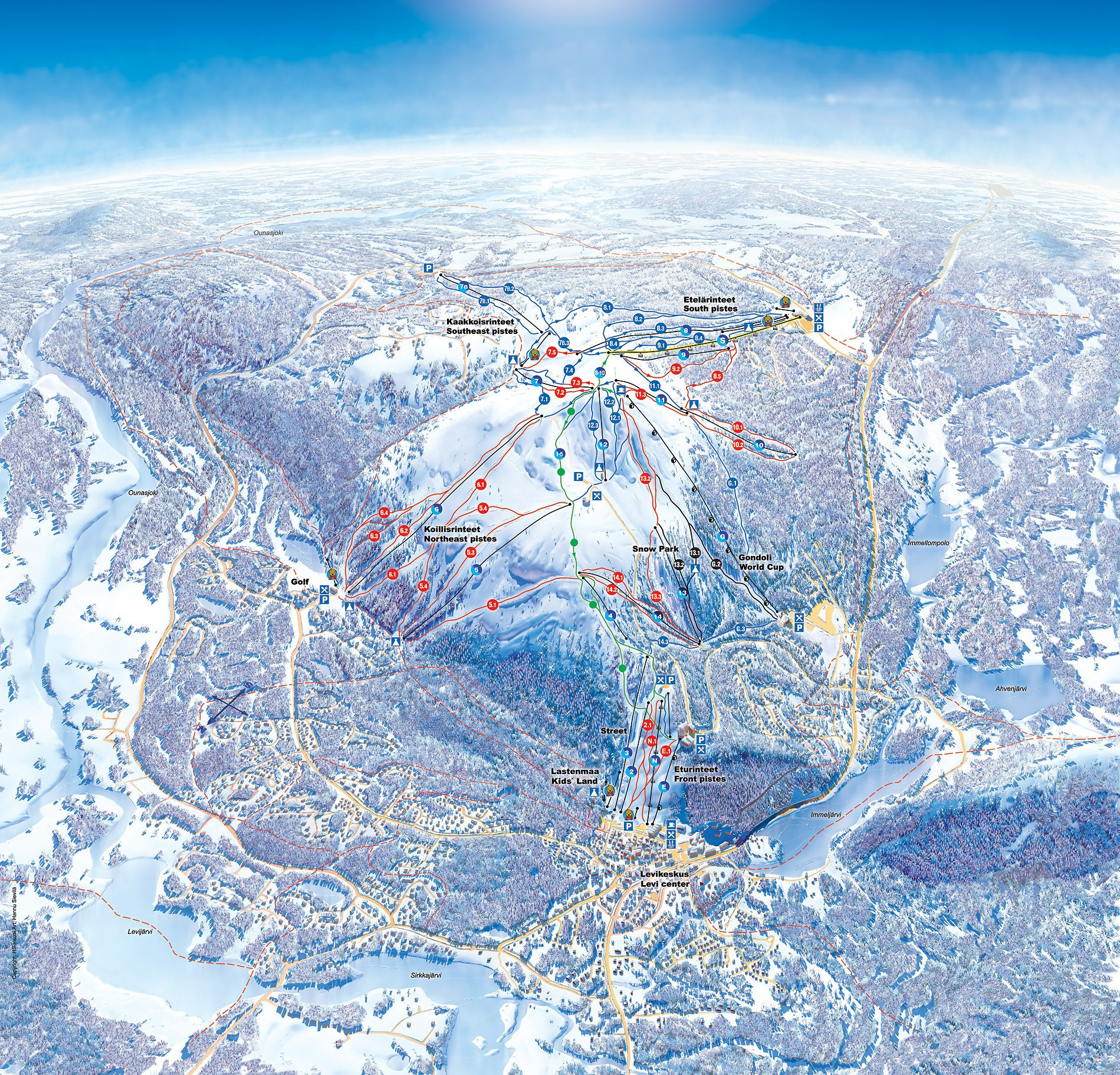 Levi Trail Map Piste Map Panoramic Mountain Map