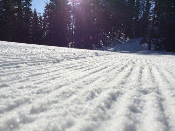 Artificial snow is used at the base so the runs are also perfectly groomed.