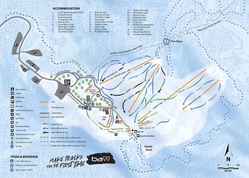 Mount Baw Baw Trail Map Piste Map Panoramic Mountain Map   Ski Resort Mount Baw Baw N5029 160113 1 L 