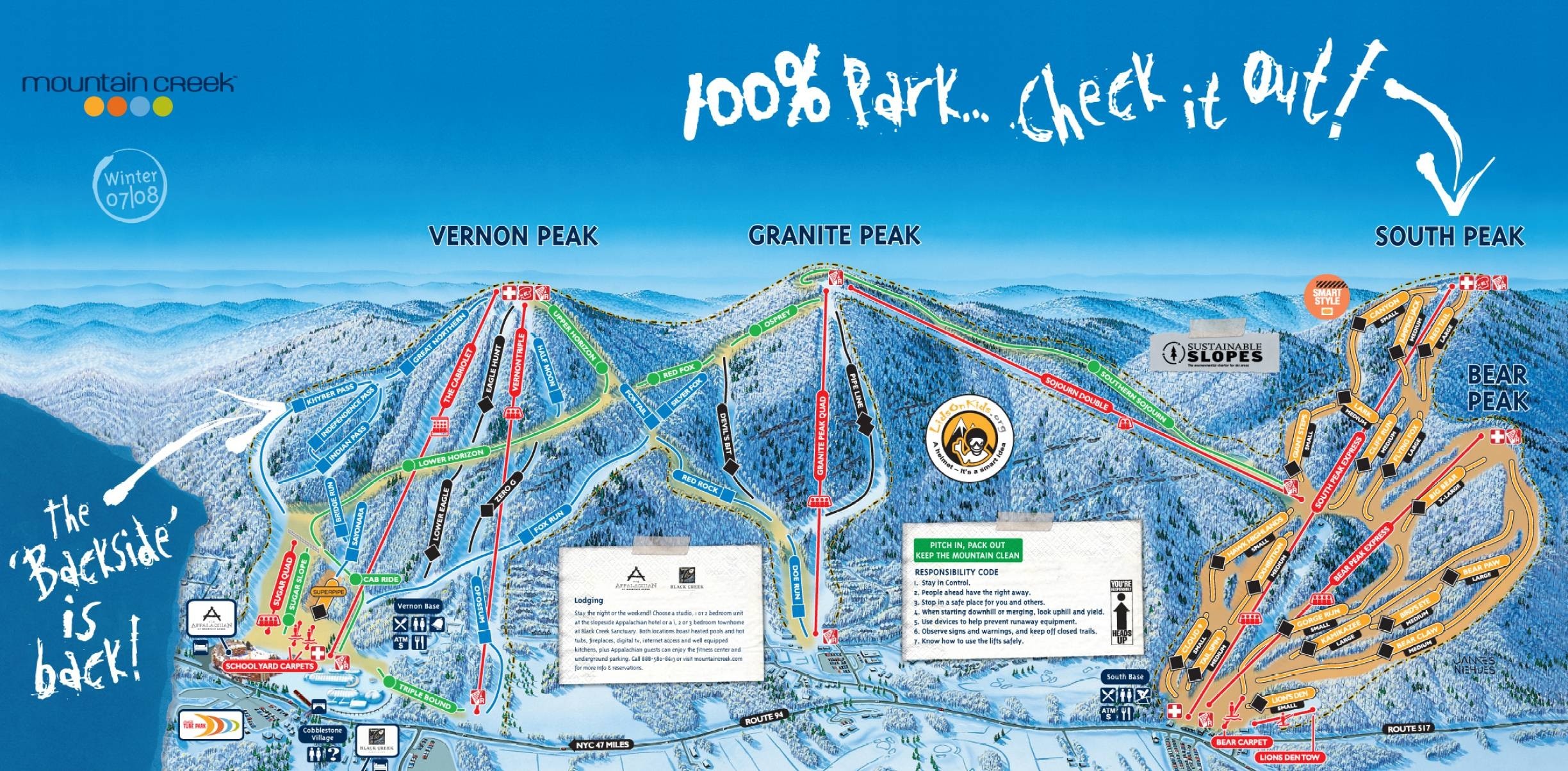 Mountain Creek NJ Trail Map Piste Map Panoramic Mountain Map