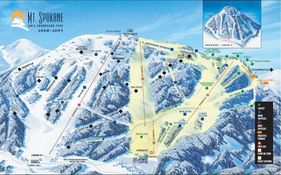 Mt Spokane Ski Map Mt Spokane Ski Area Trail Map • Piste Map • Panoramic Mountain Map