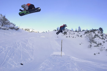 Snowboarders can let off steam in the fun park.