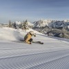 A highlight of the Reiteralm: The red-marked World Cup run "Gasselhöhe" starts at 1,860 meters and leads past the Eiskarhütte to the Jaga Stüberl.