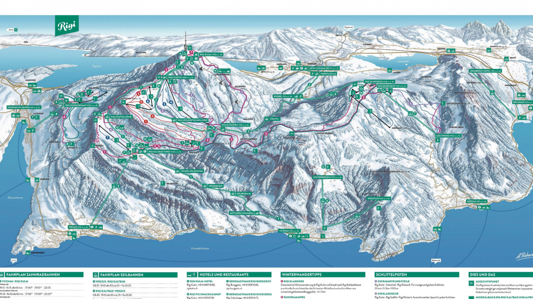 Rigi Trail Map • Piste Map • Panoramic Mountain Map