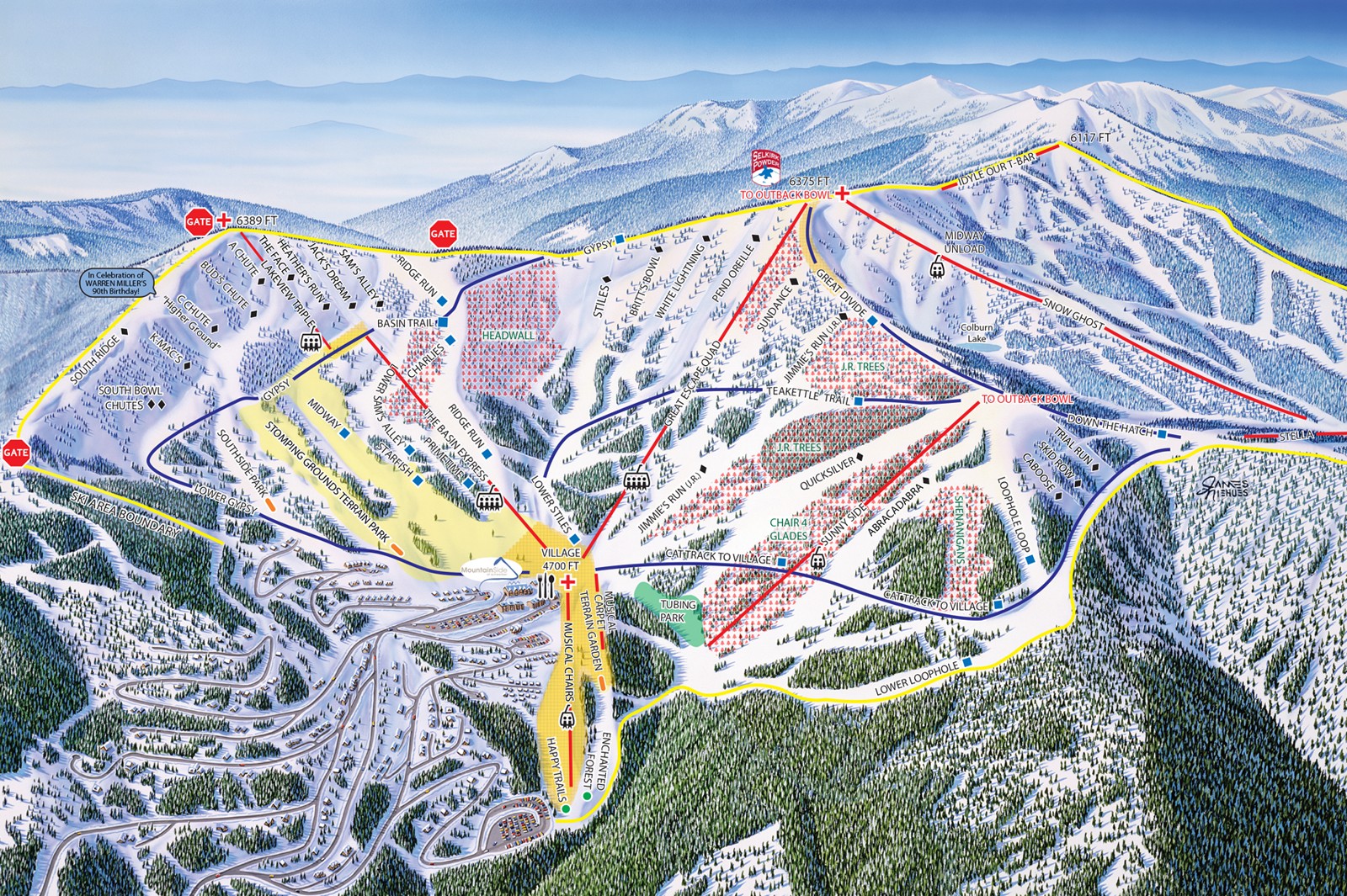 Schweitzer Mountain Resort Trail Map • Piste Map • Panoramic Mountain Map