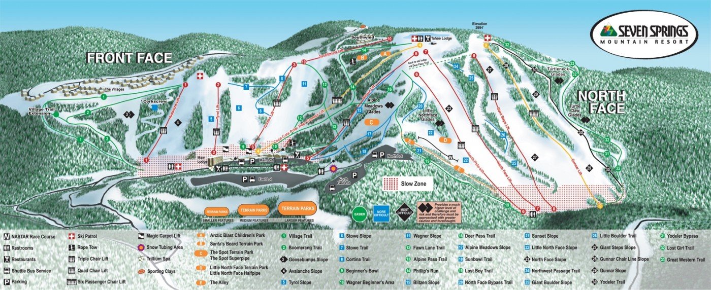 Seven Springs Trail Map Seven Springs Mountain Resort Trail Map • Piste Map • Panoramic Mountain Map