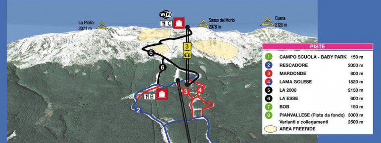 Trail Map Ski Resort Febbio 2000 - Monte Cusna