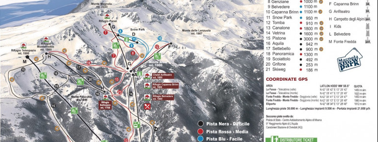Trail Map Ski Resort Monte Magnola - Ovindoli