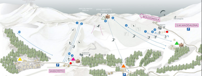 Trail Map Ski Resort Sassotetto – Santa Maria Maddalena