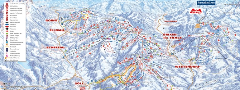 Trail Map SkiWelt Wilder Kaiser Brixental